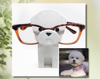 Personalized Dog Eyeglass Stand | Custom Pet Gift | Dog Memorial | Pet Portrait | Dog Sculpture | Dog Figurine