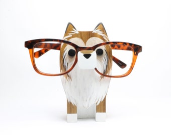 Wood Collie Figure Eyeglass Stand | Custom Dog Ornament | Sheltie | Shetland Sheep Dog