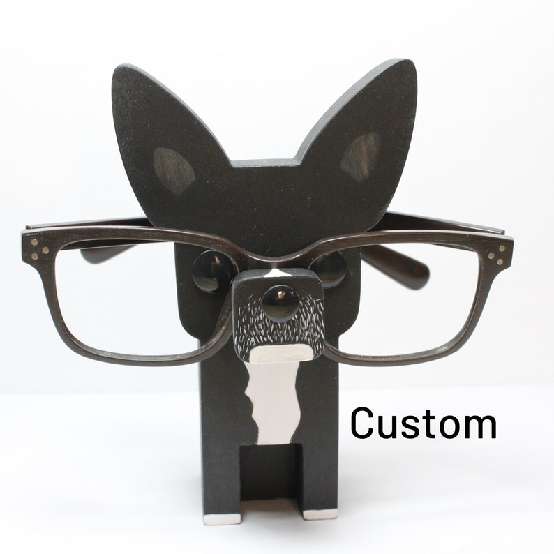 Chihuahua Wearing Eyeglasses Stand / Glasses Holder / Eyeglass Art / Eyeglass Display / Eyeglass Accessories / Personalized Gift Sending a Picture