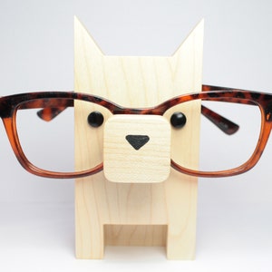 Wood-shaped animal eyeglass holders can be customized to store