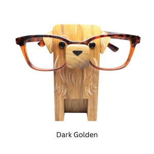 Golden Retriever Dog Eyeglass Stand / Glasses Holder Dark Golden