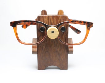 Bear Wearing Eyeglasses / Bear Glasses Stand Holder / Lodge Decor