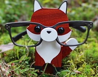 Wood Fox Figure Eyeglass Stand