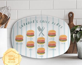 Custom Grandpa Grill Plate: Gifts From Grandkids, Grandpa Personalized Gift, Custom Grill Gift