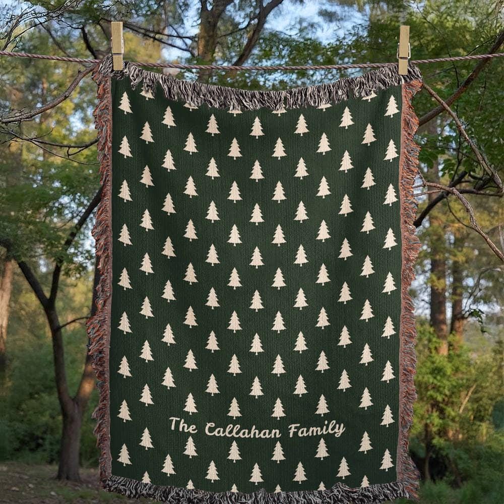 Custom Christmas Tree Blanket: Christmas Minimalist Decoration, Holiday Keepsake Gift, Family Christmas Gift, Personalized Festive Decor