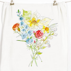 Floral Flour Sack Tea Towel: &quot;Flowers No. 2&quot; Design