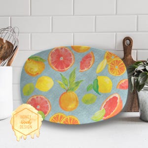 Citrus Fruits Platter, Decorated Fruit Platter, Outdoor Entertainment Gift, Citrus Fruits Decorations, Decorative Serve Tray, Summer Plate