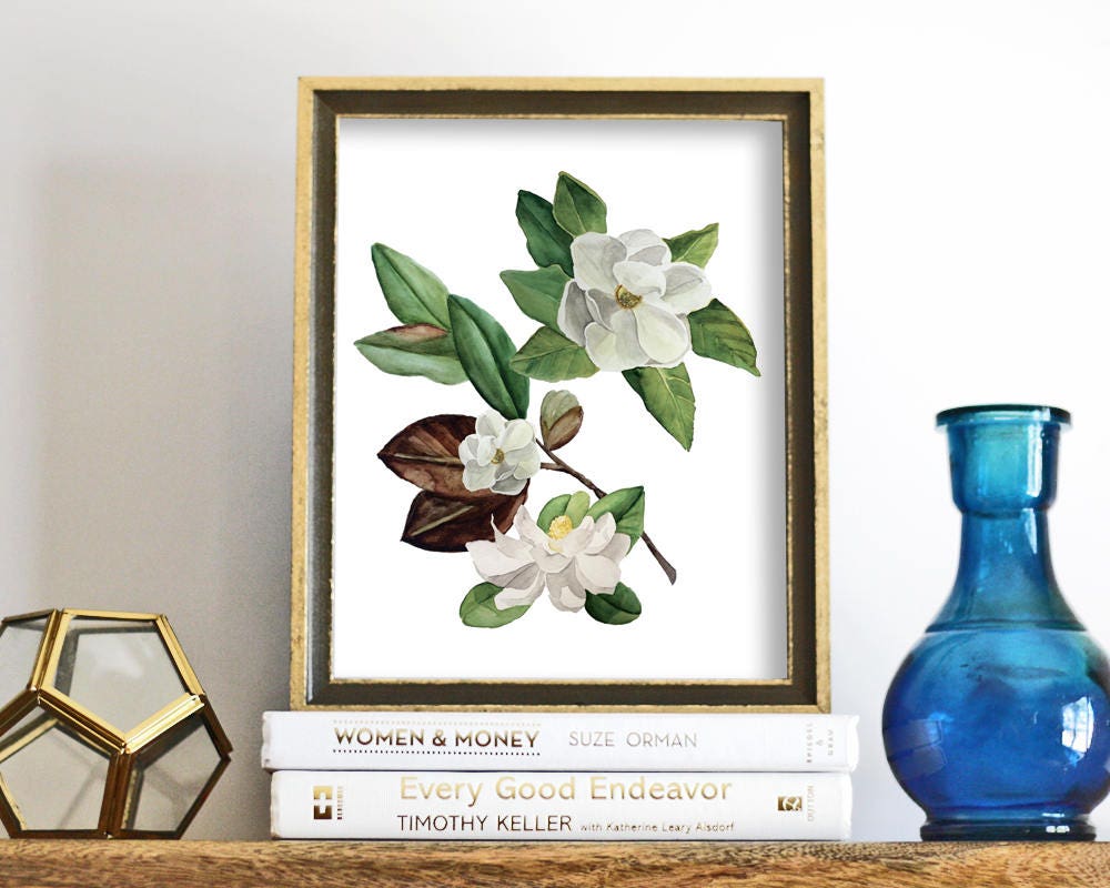 Magnolia Print printable wall art Magnolia Print Floral Etsy