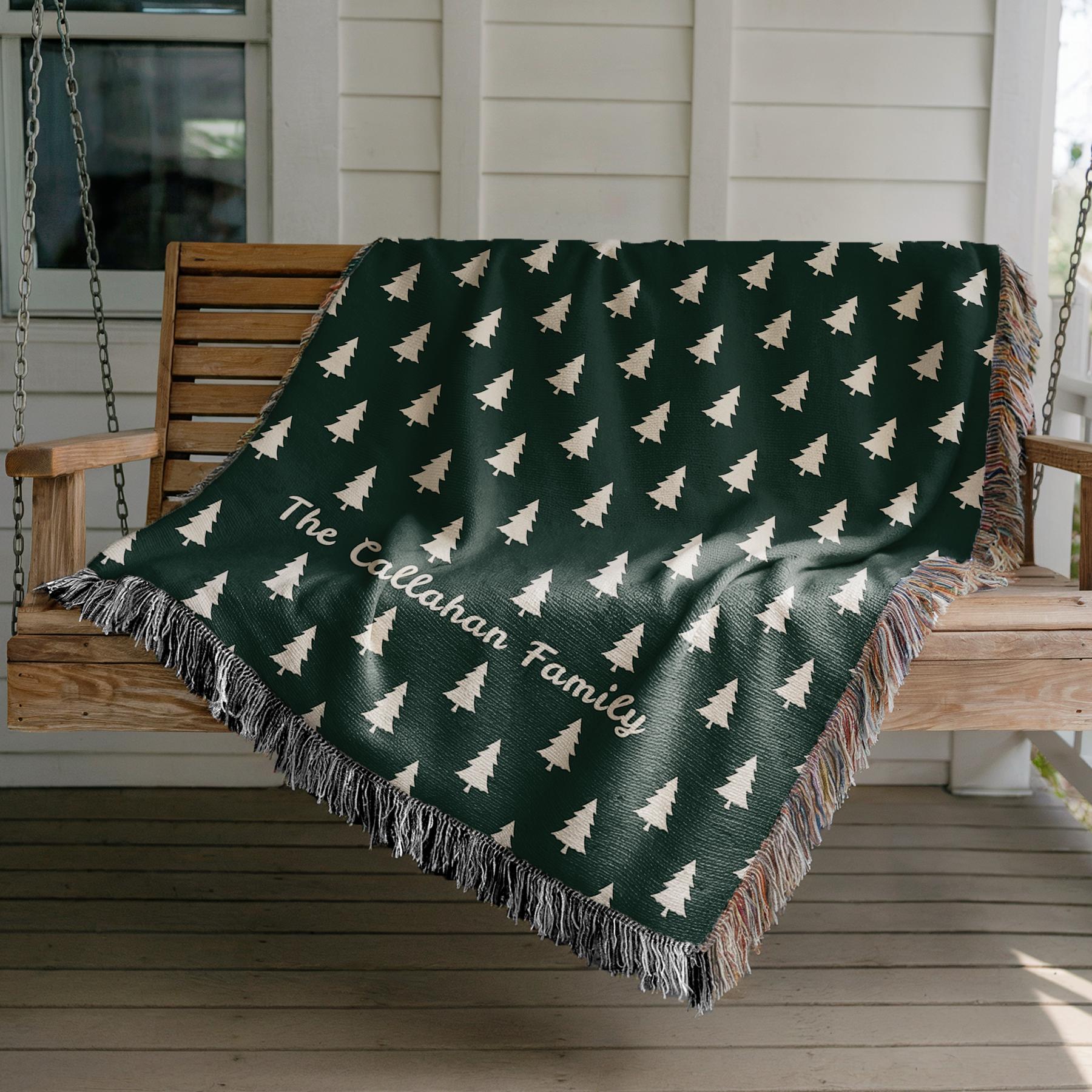 Custom Christmas Tree Blanket: Christmas Minimalist Decoration, Holiday Keepsake Gift, Family Christmas Gift, Personalized Festive Decor