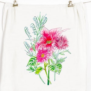 Floral Flour Sack Tea Towel: &#39;Flowers No. 1&#39; Design
