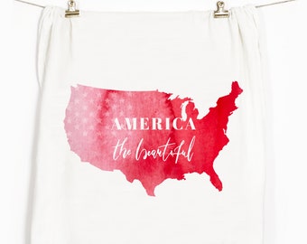 America The Beautiful Tea Towel, Flour Sack Towel, Tea Towel