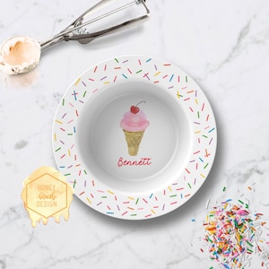 Personalized Ice Cream Bowl: Durable Polymer Kids Birthday Gift