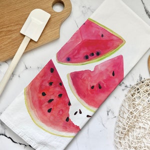 Watermelon Print Flour Sack Tea Towel: Summer Kitchen Decor
