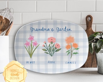 Personalized Grandma's Garden Plate: Custom Mom Gift, Gifts From Grandkids, Mother's Day Custom Gifts