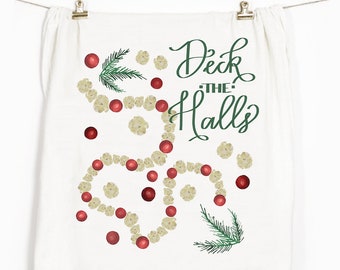 Paño de cocina navideño Deck the Halls: guirnalda de palomitas de maíz y arándanos