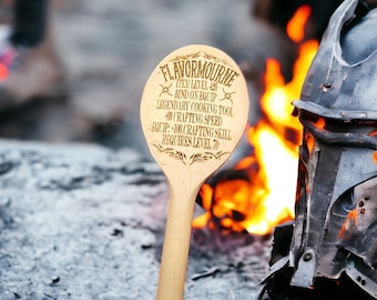 FLAVORMOURNE WOODEN SPOON Legendary Item Kitchen Utensil inspired by Tabletop and Roleplaying World of Warcraft Dungeons & Dragons Warhammer