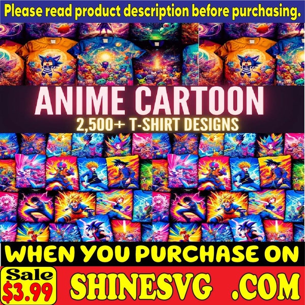 2,500+ Anime and Cartoon T-Shirt Designs | Mega Bundle | T-Shirt Graphic Designs | Print on Demand | svg png jpg eps dxf