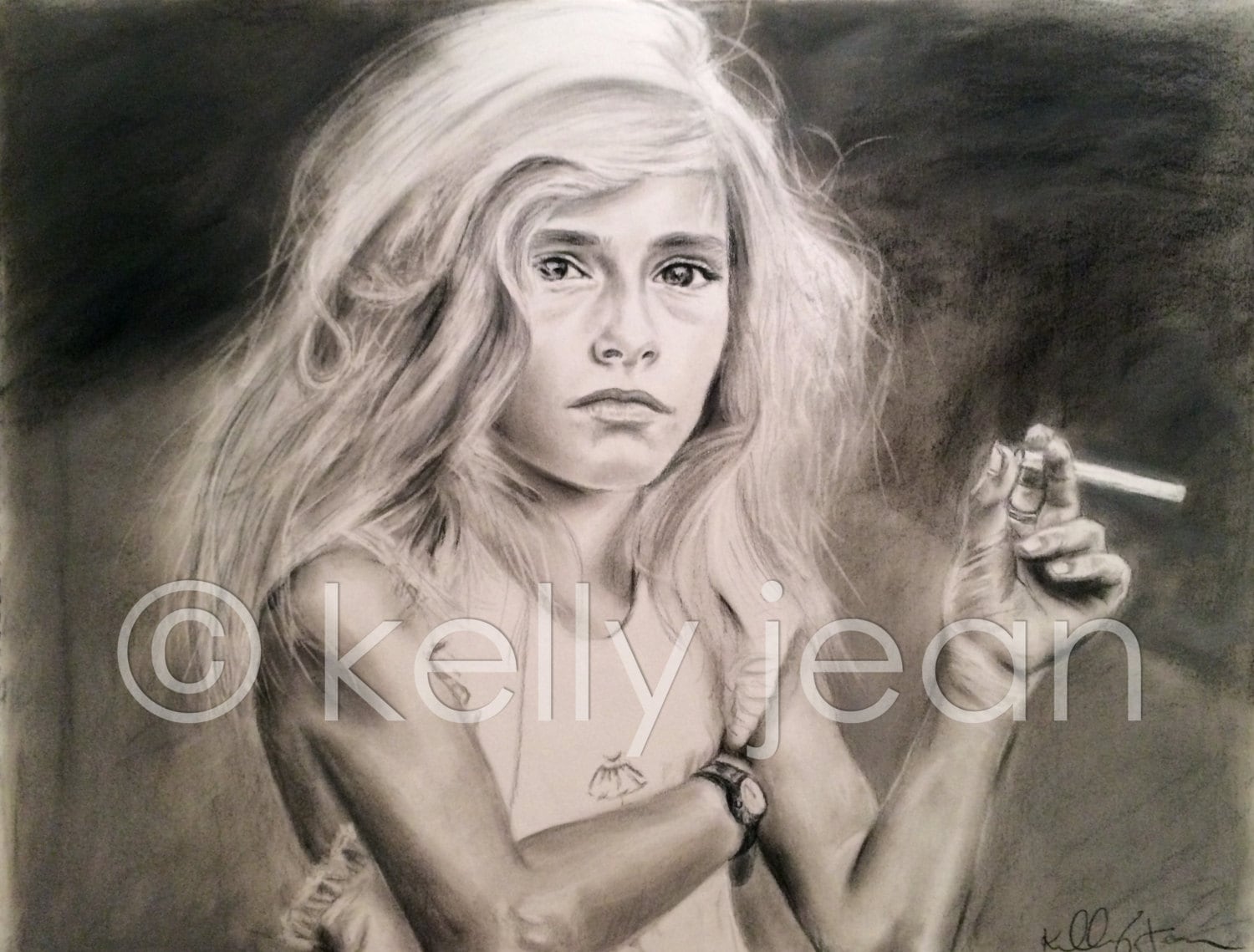sally mann candy cigarette print Candy Cigarette // Sally Mann Drawing [PRINT]