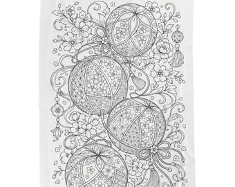 Floral Decorative Orbs Velveteen Blanket | Plush Coloring-Style Throw