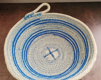 Rope bowl, textile bowl, Storage bowls made of cotton clothesline. Entry way basket.