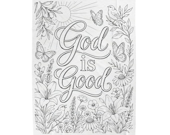 Manta para colorear "Dios es bueno" / Terapia de color / Colorear para adultos