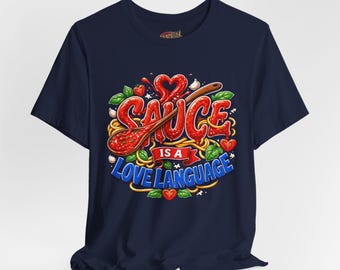 Camiseta "La salsa es el lenguaje del amor" para pasta, camiseta italiana de verano "Sunday Sauce", regalo para amantes de la comida del club de pasta, camiseta de comida italiana.