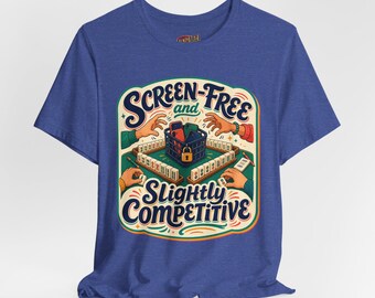 Camiseta del club social de mahjong "Sin pantallas y ligeramente competitivo", regalo divertido para una noche de juegos de mesa.