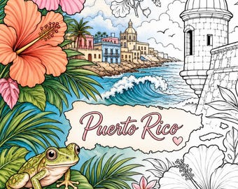 Manta para colorear de Mi Puerto Rico / Terapia de coloreado / Colorear para adultos