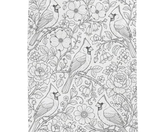 Cardinal Birds Coloring Blanket
