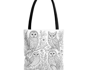 Bolso de mano / Bolso para colorear con diseño de búhos