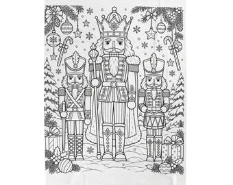Manta para colorear de El Cascanueces / Terapia de coloreado / Manta para colorear de Navidad
