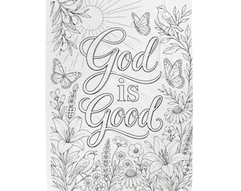 Manta para colorear "Dios es bueno" / Terapia de color / Colorear para adultos