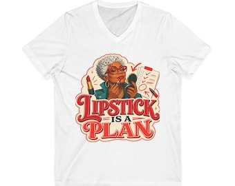 Camiseta con divertida frase sobre belleza: "El pintalabios es un plan"