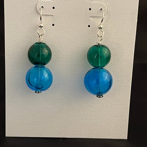 Hand blown glass double bubble earrings