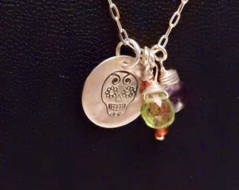 Señor  Sugar Skull Necklace with gemstones