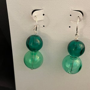 Hand blown glass double bubble earrings