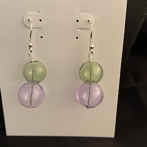Hand blown glass double bubble earrings