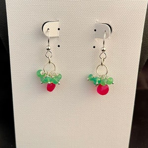 Chrysoprase and Pink Chalcedony dangle earrings