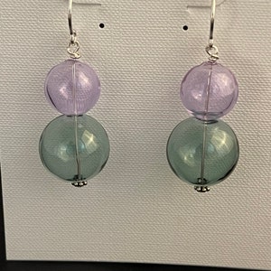 Hand blown glass double bubble earrings