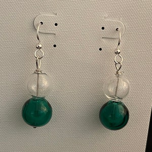 Hand blown glass double bubble earrings