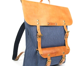 Handcrafted Viajero backpack (eco leather) // blue