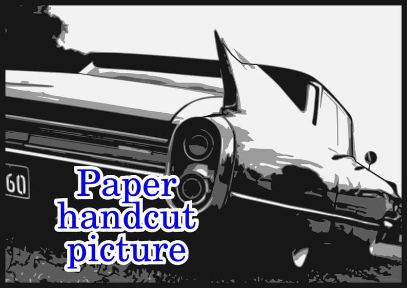 4 layer Cadillac papercut template lasercut pattern Instant download 1960 classic car stencil template. layered paper cutting