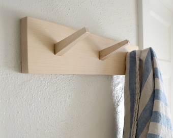 READY TO SHIP - Maple Coat Hook Rack - Modern Coat Rack - Coat Hooks Wall Mount - Wooden Coat Hook Wall Mount - Entry Organization