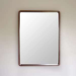 Modern Walnut Mirror - Rounded Corners Mirror - Deep Wooden Mirror - READY TO SHIP