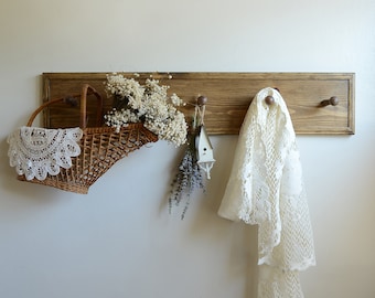 Wood Peg Rail - Wooden Peg Rack - Shaker Peg Rail Coat Rack - Wooden Coat Hook Wall Mount - READY TO SHIP