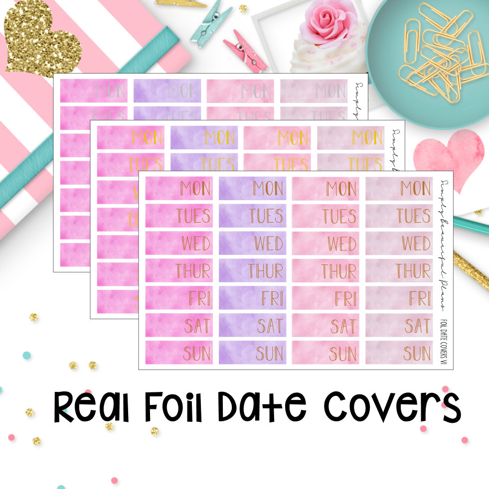 Real Foil Date Covers | Fits Erin Condren