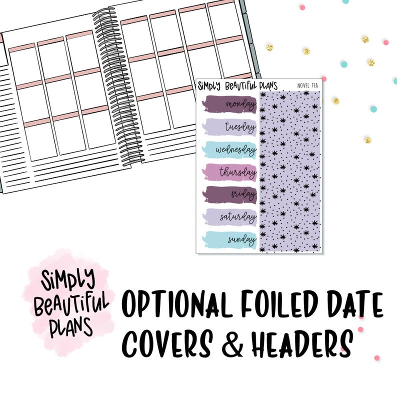 Fits Erin Condren Vertical Novel Tea Simple Kit