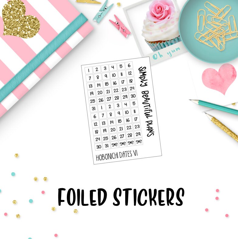 Hobonichi Foiled Date Dot Stickers | V1 | Fits Erin Condren or Happy …
