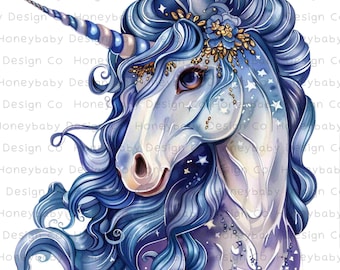 Purple Alcohol Ink Unicorn PNG Clipart – Mystical Designs (Digital Download)