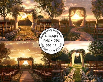 Outdoor Wedding Aisle Backdrop | Floral Arch, Photography Mockup (JPG & PNG)
